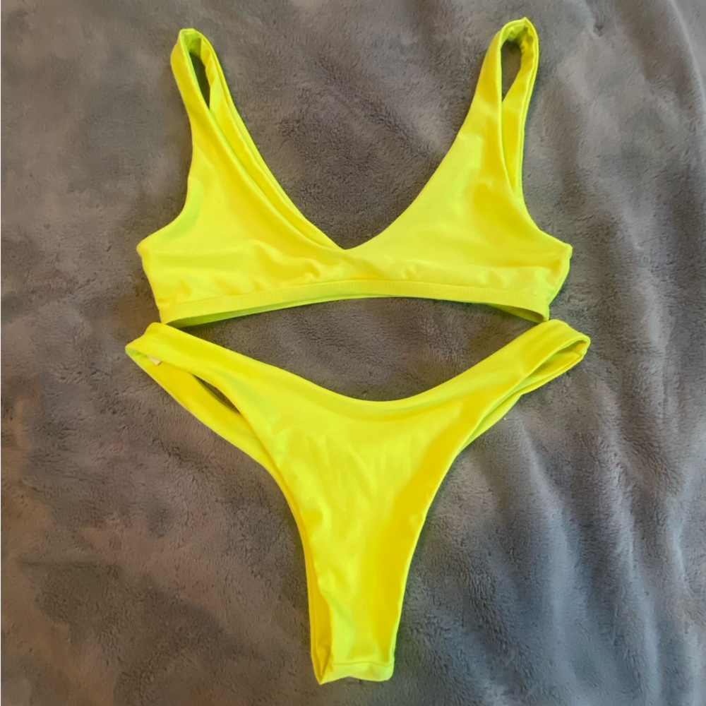 Brand new neon yellow SHEIN bathing suit